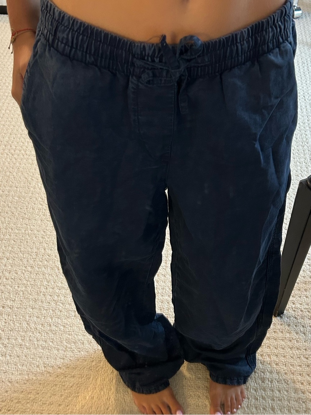 Relaxed Navy Drawstring Zara Bottoms
